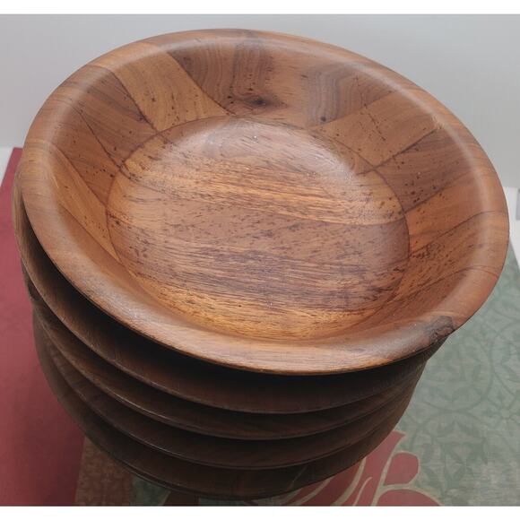 Solid Missouri Walnut Wooden Salad Bowl Set Of 6 Serving Bowls Lebanon MO - Picture 7 of 11